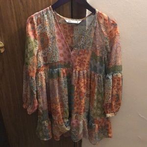 Zara patchwork babydoll dress size s